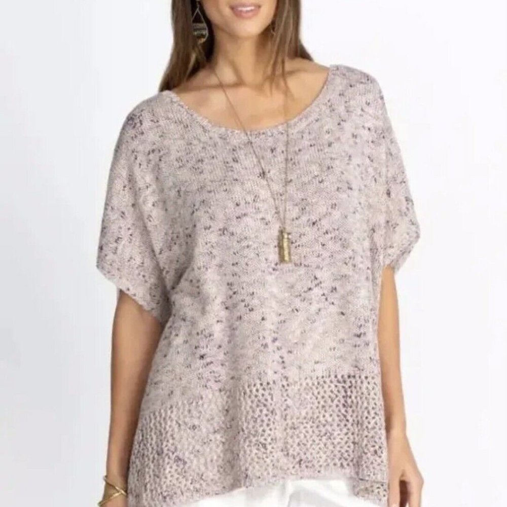 NWT Johnny Was Poncho with Tassels Purple and White OS